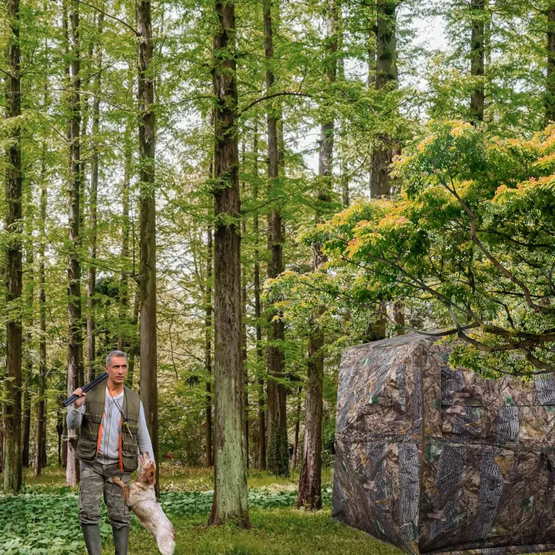 Kryjówka myśliwska FUNHORUN 360° przezroczysta, kamuflażowa, łatwa w montażu, dostępna dla 2-3 myśliwych