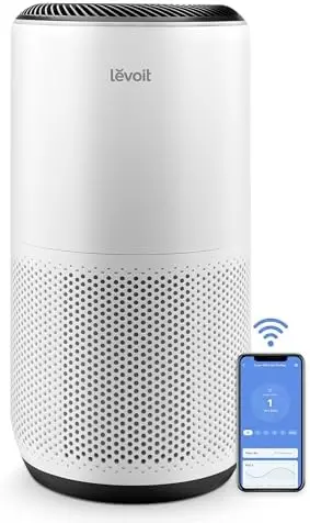 Oczyszczacz powietrza LEVOIT Core 400S-P do dużych pomieszczeń, filtr HEPA, inteligentne Wi-Fi, monitor jakości powietrza, ok. 184 m², biały
