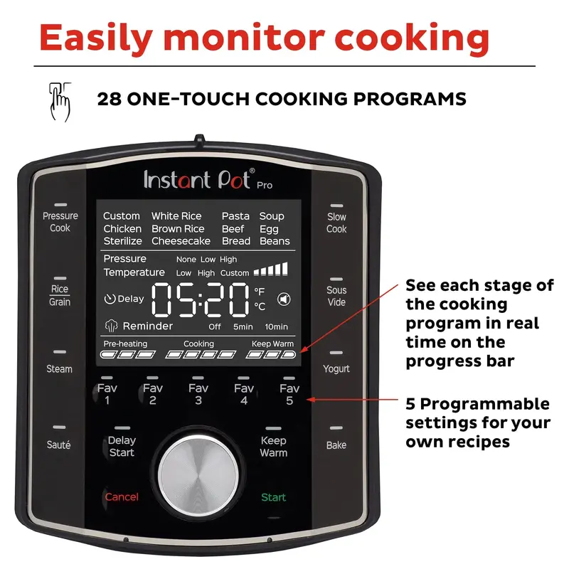 Szybkowar Instant Pot Pro o pojemności 8 litrów — inteligentne urządzenie 10 w 1 do gotowania ryżu, zbóż, zup, jogurtu i nie tylko