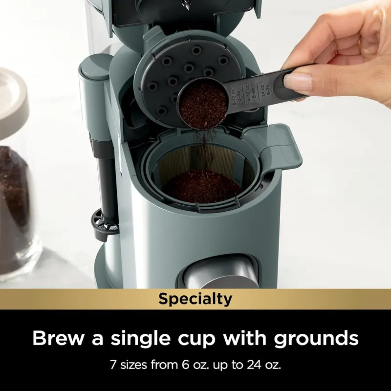 Ekspres do kawy Ninja PB051 na kapsułki i kawę mieloną – 4 metody parzenia, kompatybilny z K-Cup®, maksymalna pojemność filiżanki 700 ml, wyjmowany zbiornik na wodę o pojemności 1,6 litra