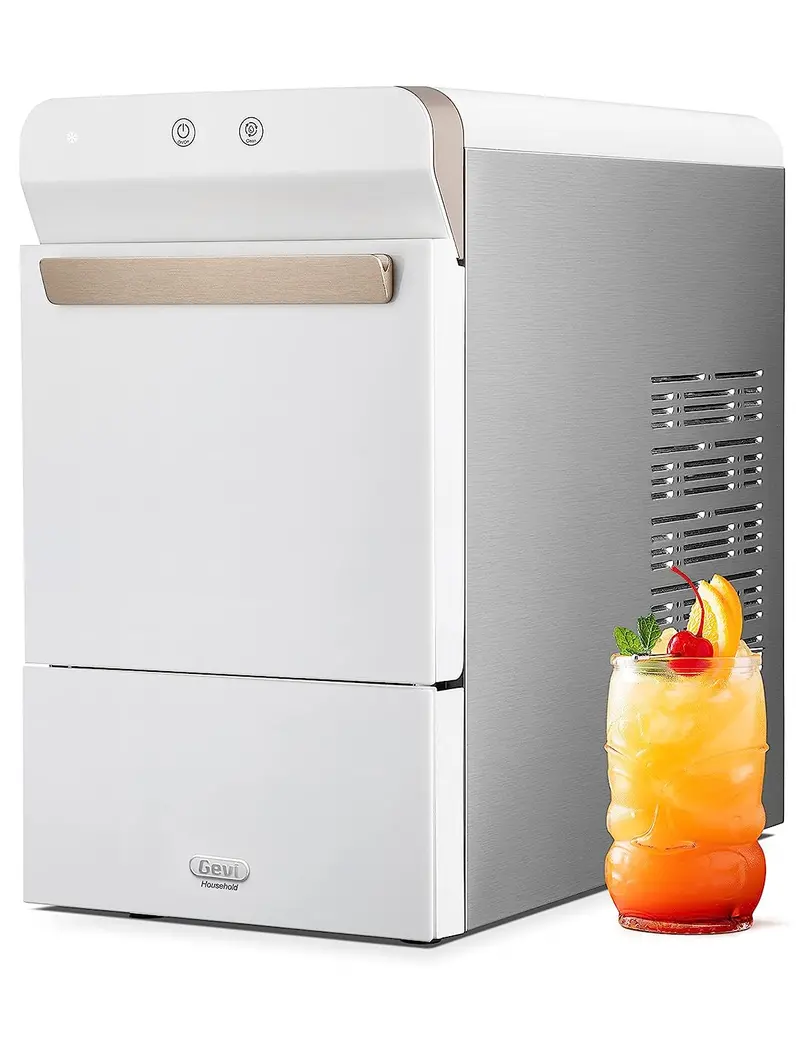 Maszyna do lodów Nugget Ice Cream Maker V2.0 ze stali nierdzewnej – samoczyszczący dozownik kruszonego lodu z otwartym otworem do napełniania.