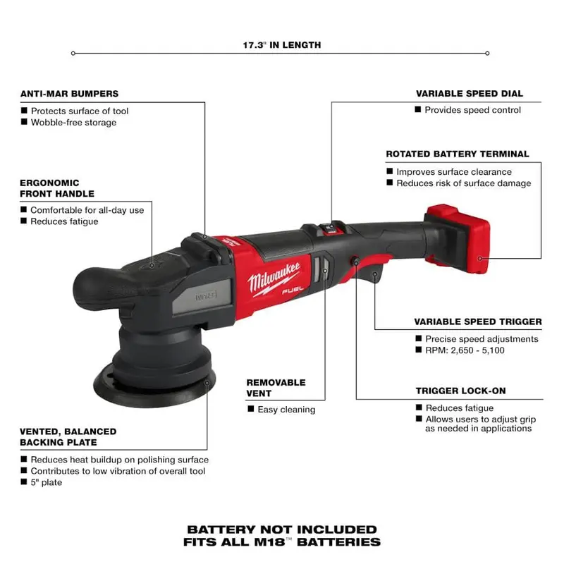 Milwaukee M18 FUEL 18 V, bezszczotkowa polerka orbitalna litowo-jonowa 15 mm (tylko narzędzie) 2684-20