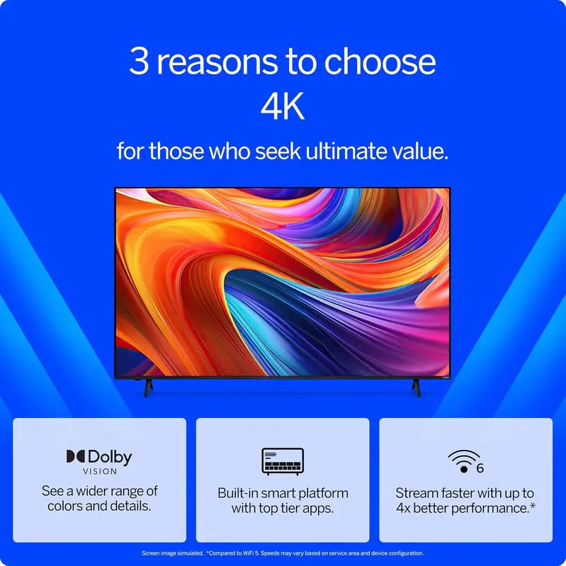Telewizor VIZIO Smart TV 4K o przekątnej 50 cali – odnowiony z wyświetlaczem HDR, technologią Dolby Vision, HDR10+ i łącznością Wi-Fi 6