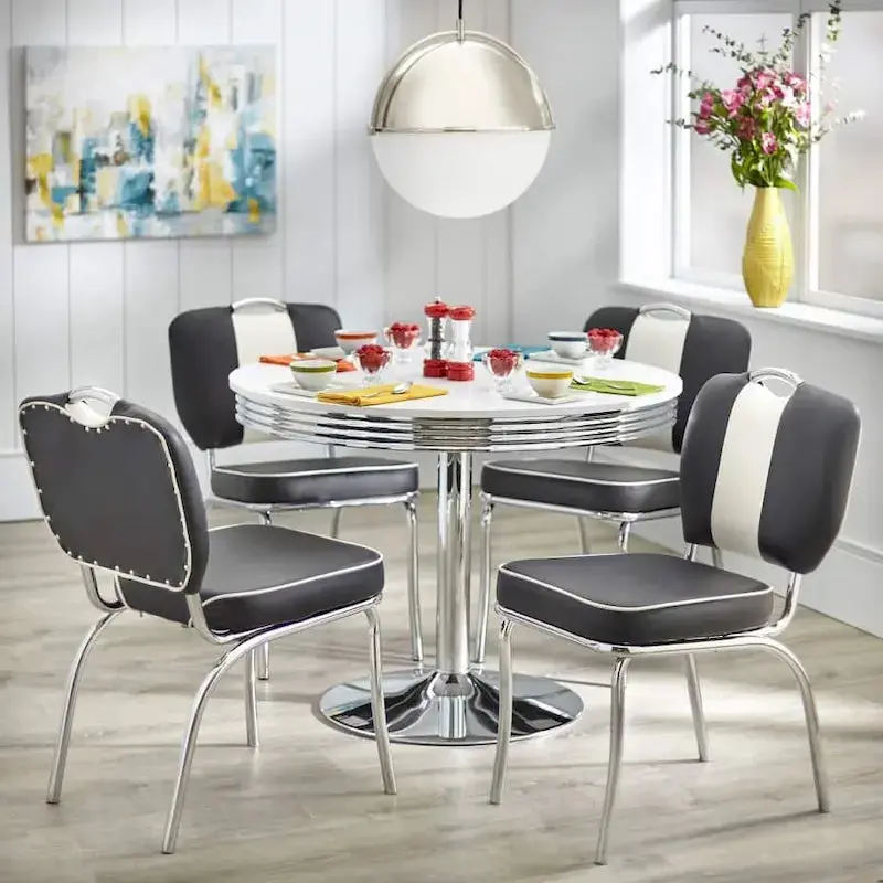 Zestaw jadalniany Raleigh Retro marki Simple Living – 5-częściowy zestaw stołu i krzeseł w stylu vintage