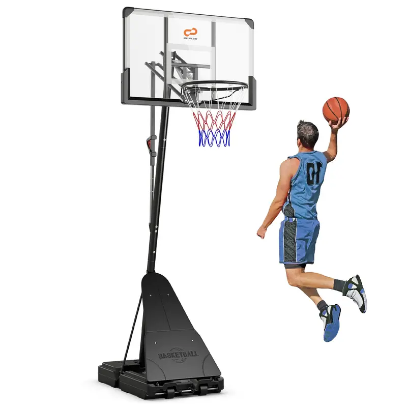 Regulowany kosz do koszykówki do użytku na zewnątrz — regulowana wysokość (od 1,5 do 3 metrów) z tablicą z poliwęglanu o wysokości 112 cm