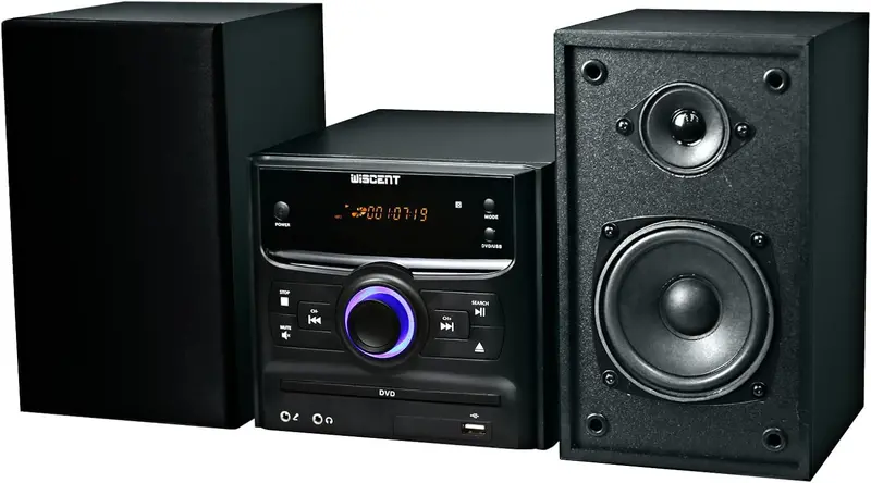 Kompaktowy system stereo Bluetooth z odtwarzaczem CD, bezprzewodowym strumieniowaniem, radiem FM, wejściem USB/MP3/Aux i mocą wyjściową 30 W. Mikrofonowe rozwiązanie dźwiękowe