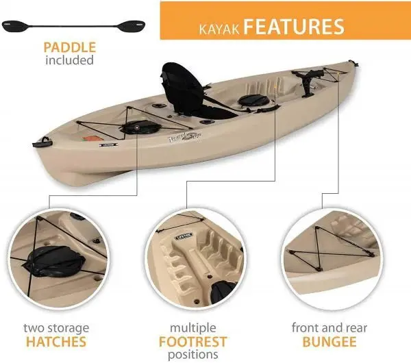 Lifetime Tamarack Angler 100 Dwuosobowy kajak wędkarski – stabilny 3-metrowy kajak rekreacyjny z wiosłami w zestawie
