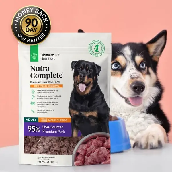 Karma dla psów Nutra Complete Pork firmy Ultimate Pet Nutrition, 454 gramy