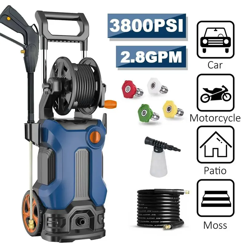 Mocna elektryczna myjka wysokociśnieniowa o ciśnieniu 3800 PSI – 2,8 GPM, ulepszonym przepływie wody i sile natrysku