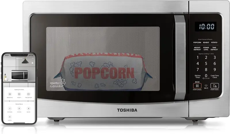 Toshiba ML-EC42P(SS) 4 w 1 kuchenka mikrofalowa do zabudowy – konwekcja, frytkownica powietrzna, czujnik Smart Cook, 42 ​​litry, 1000 W, srebrna