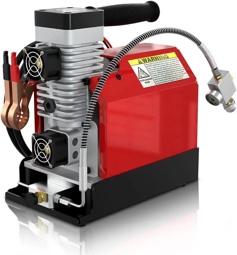 Przenośny kompresor powietrza PCP GX Pump CS2, 4500 psi, bezolejowy, zasilanie 12 V/110 V, kompresor do butli do paintballa z separatorem wilgoci.