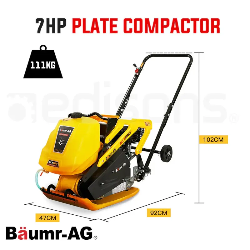 Płyta wibracyjna BAUMR-AG BCX-800 – 7,0 KM, 400x545 mm, 111 kg, zintegrowany system nawadniania