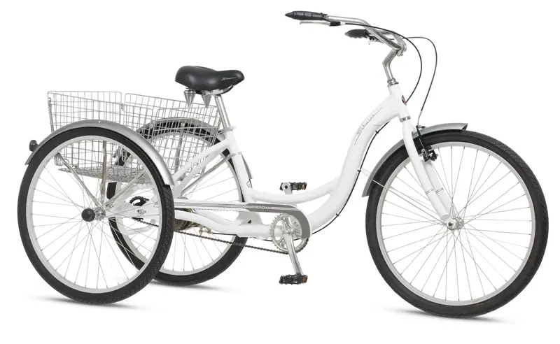 Trójkołowy rower dla dorosłych Schwinn Meridian – 26-calowy rower plażowy z niskim wejściem, szerokim siedzeniem i składanym koszykiem