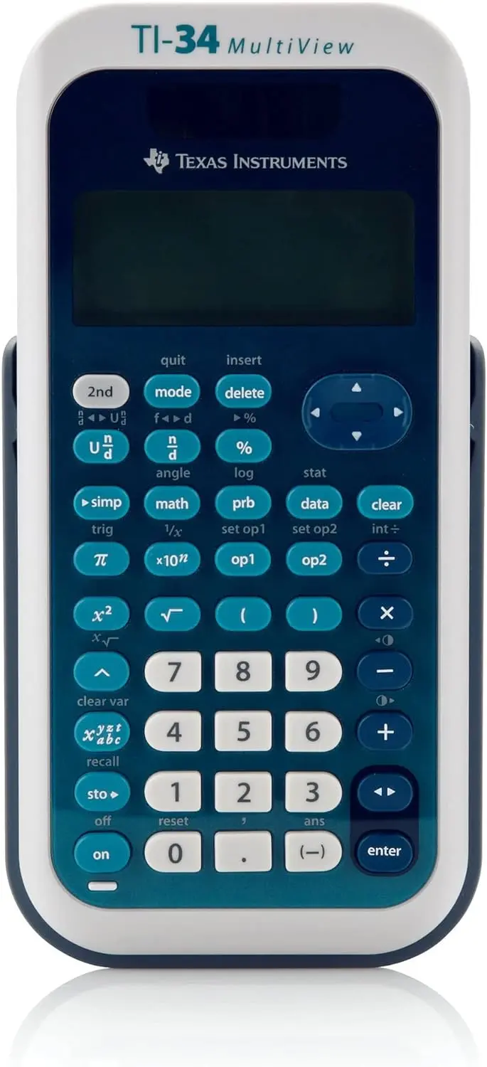 Kalkulator naukowy Texas Instruments TI-34 MultiView, zestaw dla nauczyciela, opakowanie 10 sztuk, niebiesko-żółty, zasilany bateryjnie