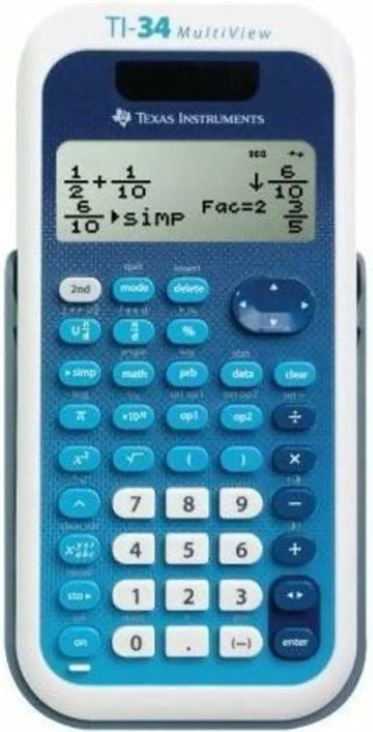Kalkulator naukowy Texas Instruments TI-34 MultiView, zestaw dla nauczyciela, opakowanie 10 sztuk, niebiesko-żółty, zasilany bateryjnie