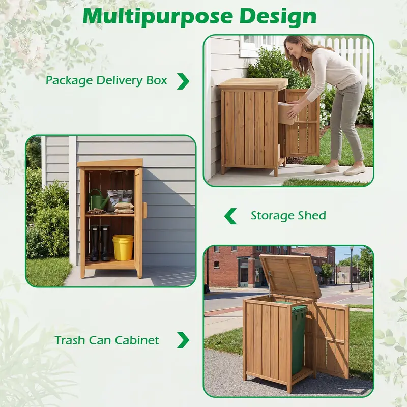 Odporna na warunki atmosferyczne drewniana skrzynia do wysyłki paczek, wyposażona w zamykaną pokrywę.