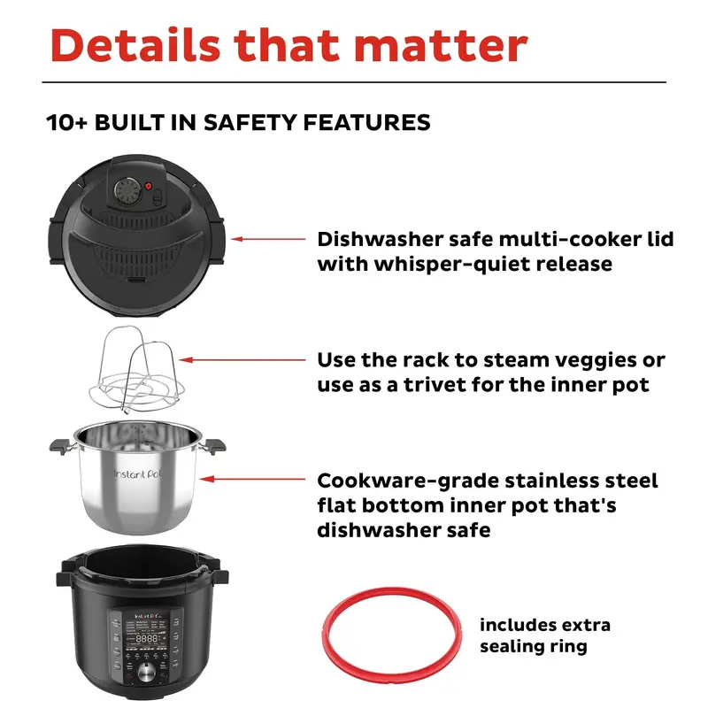 Szybkowar Instant Pot Pro o pojemności 8 litrów — inteligentne urządzenie 10 w 1 do gotowania ryżu, zbóż, zup, jogurtu i nie tylko
