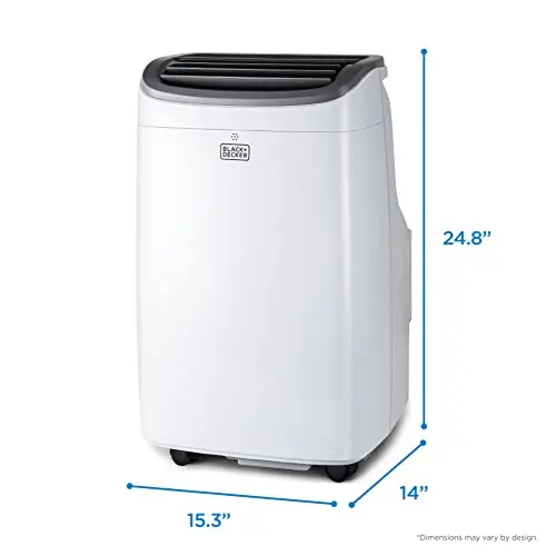 Przenośna klimatyzacja o mocy 8000 BTU – chłodzi do 350 stóp kwadratowych (ok. 32 m²), zawiera pilota zdalnego sterowania