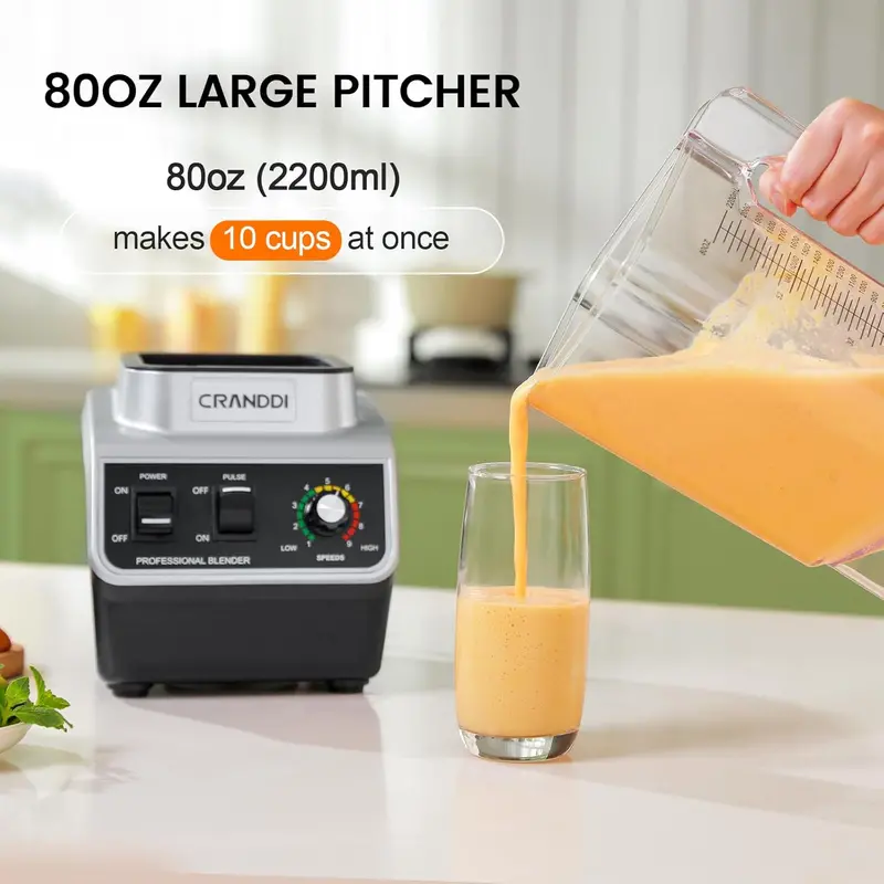 Profesjonalny blender CRANDDI 1500 W z dzbankiem o pojemności 2,3 litra niezawierającym BPA